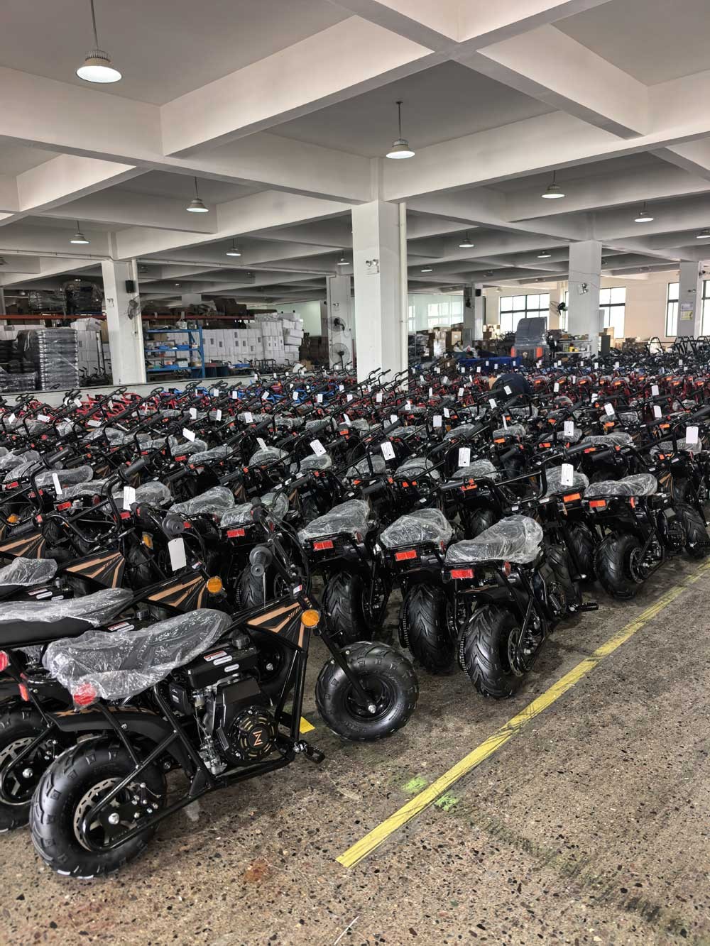 Assembly line inside the 17,000 m2 EverJoy Moto factory