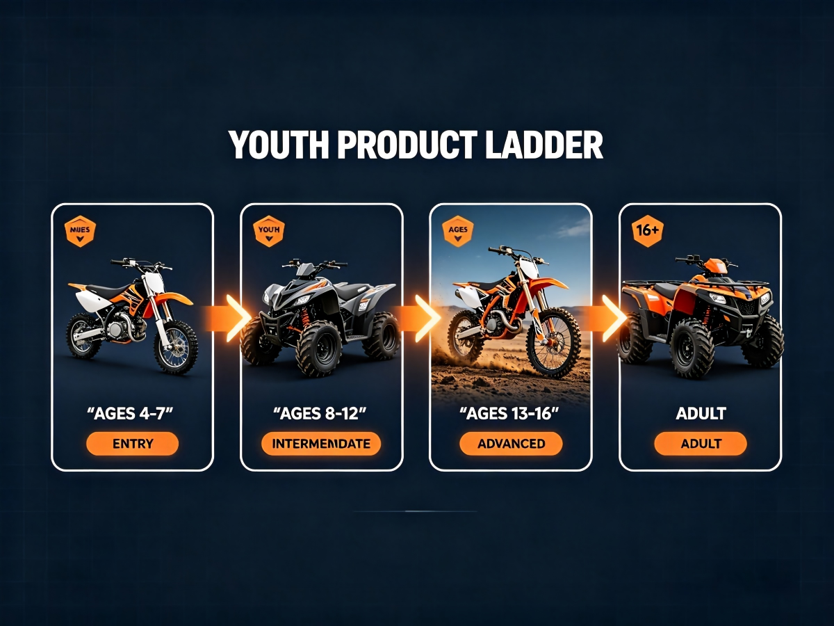 How to Build a Youth Powersports Product Ladder for Repeat Sales